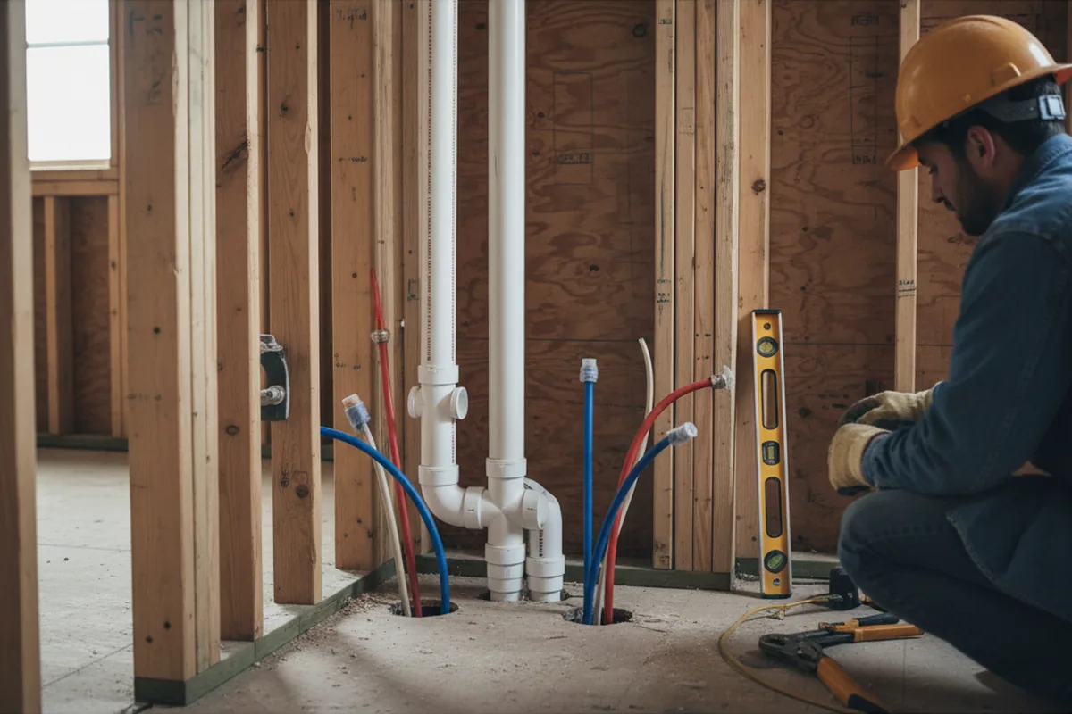 Drain and supply rough-in during Sump Pump Repair in Mount Jackson
